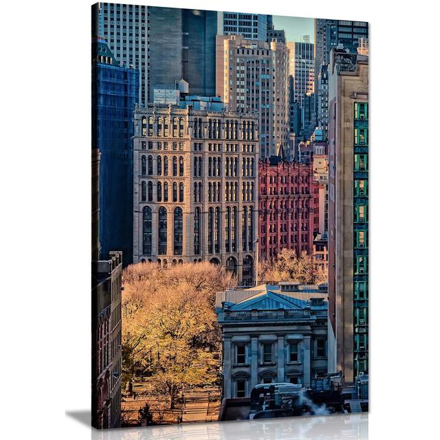 Colors of City Life Manhattan Buildings - Wrapped Canvas Photograph Panther Print Size: 76cm H x 51cm W on Productcaster.