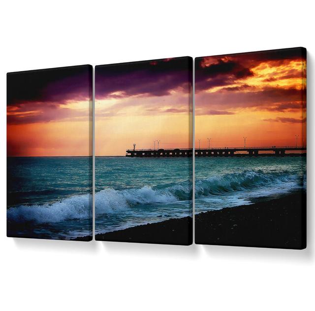 Ocean Waves At Daybreak Canvas 3 Panel Set Highland Dunes Size: 50.8cm H x 106.6cm W on Productcaster.