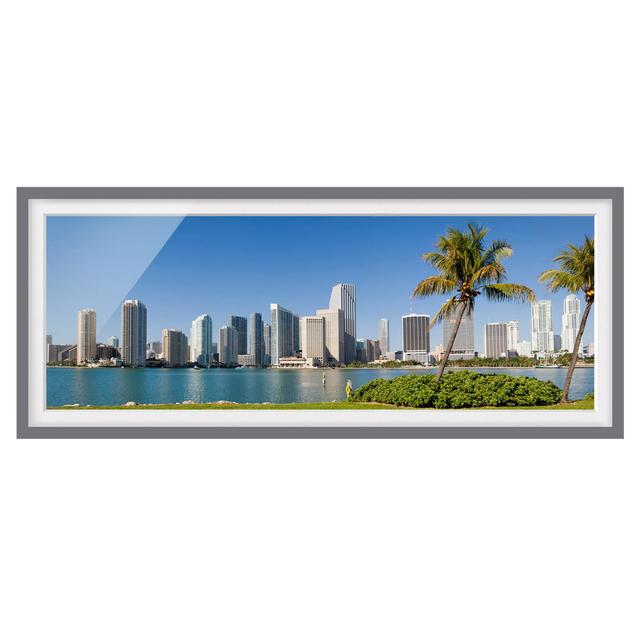 Miami Beach Skyline - Picture Frame Graphic Art 17 Stories Frame Option: Grey Framed, Size: 50cm H x 130cm W x 2cm D on Productcaster.