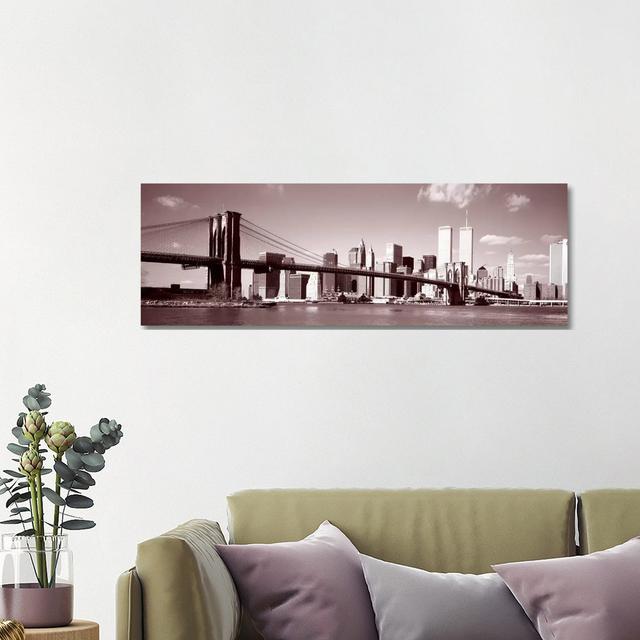 Brooklyn Bridge, East River, NYC, New York City, New York State, USA - Wrapped Canvas Panoramic Photograph Ebern Designs Size: 40.64cm H x 121.92cm W on Productcaster.