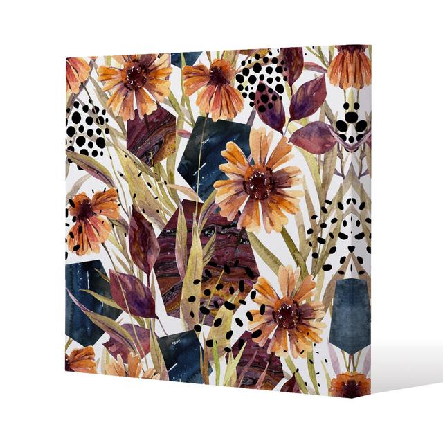 Autumn Geometric Flowers Canvas Print Andrew Lee Size: 46cm H x 46cm W x 4cm D on Productcaster.