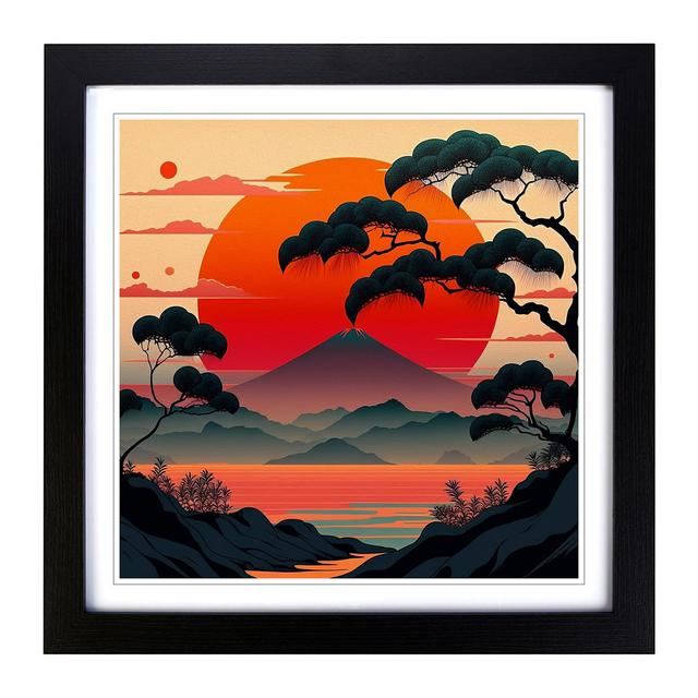 Japanese Sunset Deco - Single Picture Frame Print on Wood Alpen Home Frame Colour: Black on Productcaster.