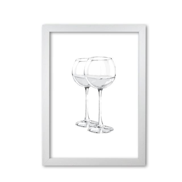 White Wine Glasses - Painting East Urban Home Format: Black Grain Frame, Size: 60 cm H x 42 cm W x 5 cm D on Productcaster.