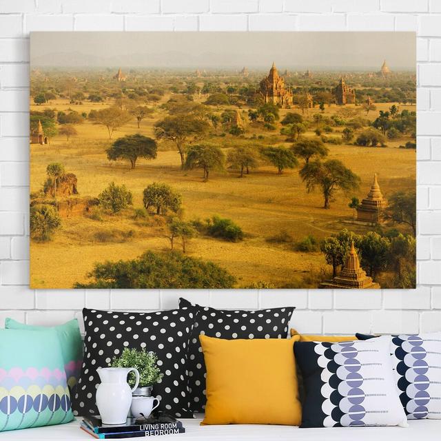 Bagan in Myanmar II - Wrapped Canvas Photograph Rosalind Wheeler Colour: Yellow, Size: 80cm H x 120cm W on Productcaster.