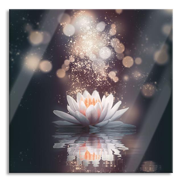 Glasbild Magical Lotus Flower with Glitter Dust Brayden Studio Größe: 70 cm H x 70 cm B x 0.4 cm T on Productcaster.