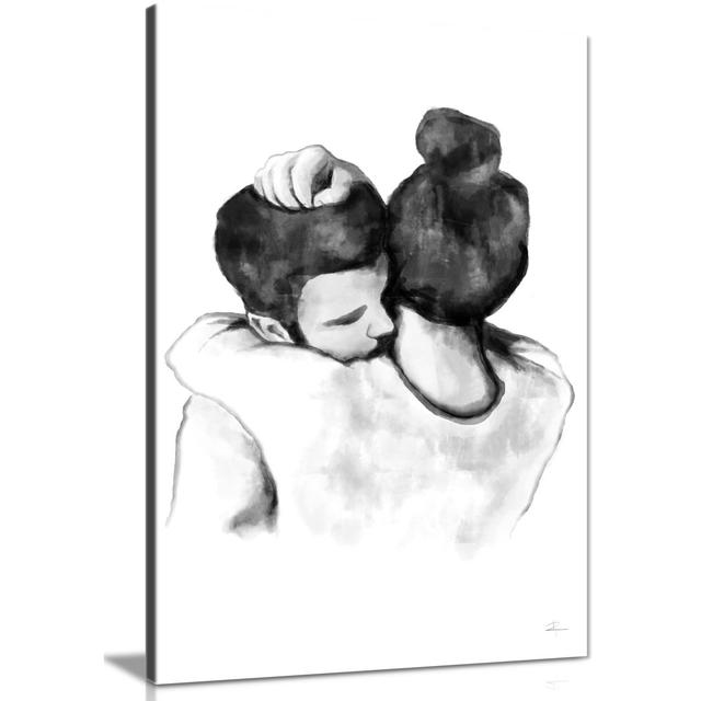 Panther Print Fine Art Prints Black & White Sketch Couples Hugging Artistic Framed Canvas Print, Pictures For Home Walls, Bedroom, Living Room & Bathr on Productcaster.