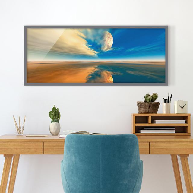 Picture With Frame - Fantasy - Panorama Landscape Highland Dunes Size: 50cm H x 130cm W x 2cm D, Frame Option: Grey Framed on Productcaster.