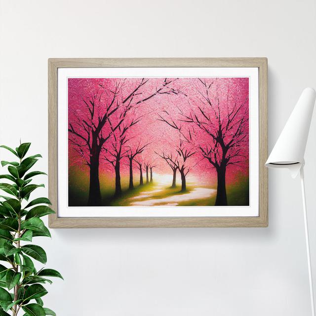 Flourishing Cherry Blossom Trees - Single Picture Frame Painting Marlow Home Co. Frame Colour: Oak, Size: 25cm H x 34cm W x 2cm D on Productcaster.