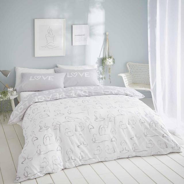 Peace And Yoga Easy Care Duvet Set Catherine Lansfield Size: Double - 2 Standard Pillowcases on Productcaster.