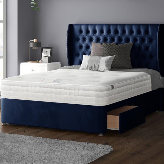 Mandalay Divan Bed Base Rosdorf Park Size: Double, Colour: Royal Blue, Storage Type: 4 Drawers on Productcaster.