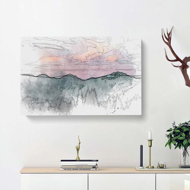 Mountain Divide in Abstract - Wrapped Canvas Drawing Print East Urban Home Size: 60cm H x 91cm W x 3cm D on Productcaster.