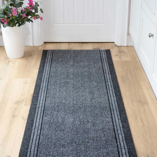 Jaycee Black/Grey Hard Wearing Runner Rug Breakwater Bay Rug Size: Runner 80 x 457cm on Productcaster.