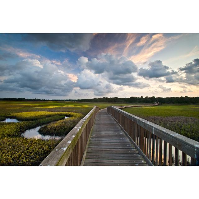 Wooden Bridge by Razbal - Wrapped Canvas Print Ebern Designs Size: 61cm H x 91cm W x 3.8cm D on Productcaster.