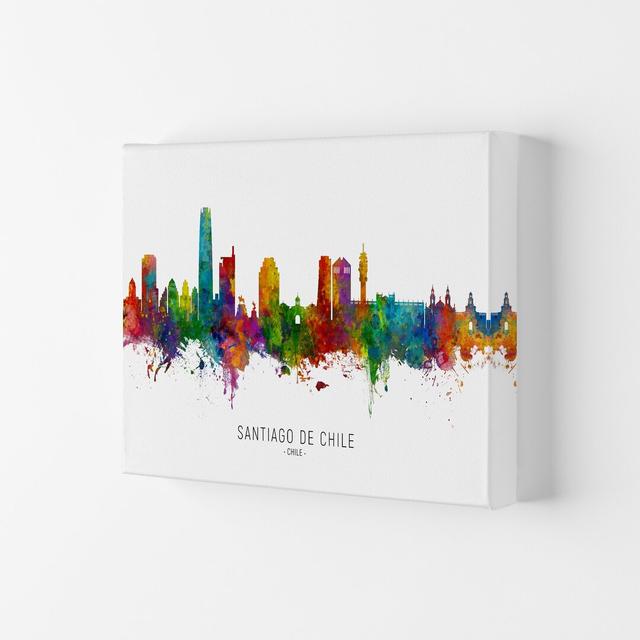 Santiago de Chile Skyline by Michael Tompsett - Graphic Art Latitude Run Size: 21cm H x 29.7cm W x 4cm D, Format: Wrapped Canvas on Productcaster.