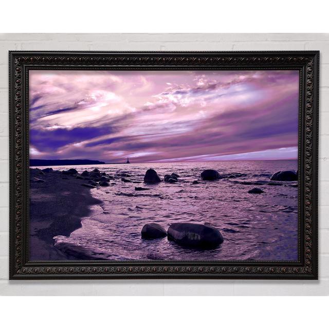 Stunning Lilac Sunset Ocean Framed Print Highland Dunes Size: 59.1cm H x 84.1cm W on Productcaster.