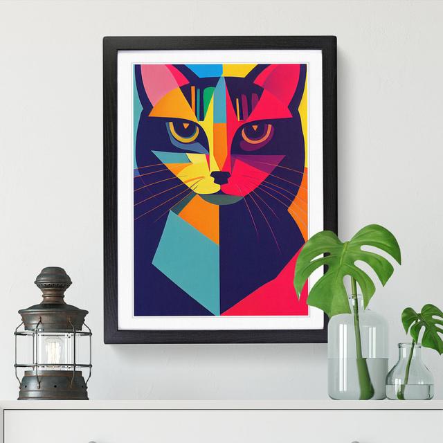 Abstract Cat Vol.2 Marlow Home Co. Size: 46cm H x 34cm W x 2cm D, Format: Oak Framed on Productcaster.