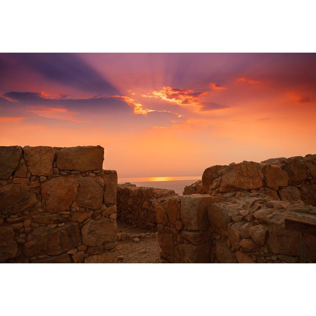 Beautiful Sunrise over Masada fortress by Vvvita - Wrapped Canvas Photograph Natur Pur Size: 81cm H x 122cm W on Productcaster.