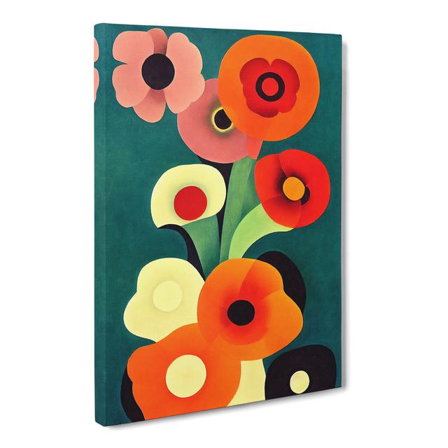 Givry Poppy Flower Retro Vol.3 - Wrapped Canvas Graphic Art Marlow Home Co. Size: 76cm H x 50cm W x 3cm D on Productcaster.