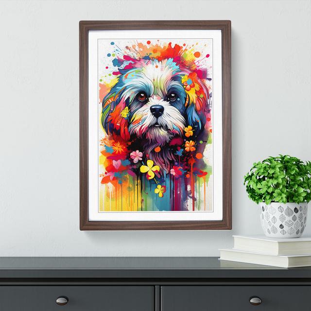 Shih Tzu Informel - Single Picture Frame Print on Wood Marlow Home Co. Frame Colour: Walnut, Size: 34cm H x 25cm W x 2cm D on Productcaster.