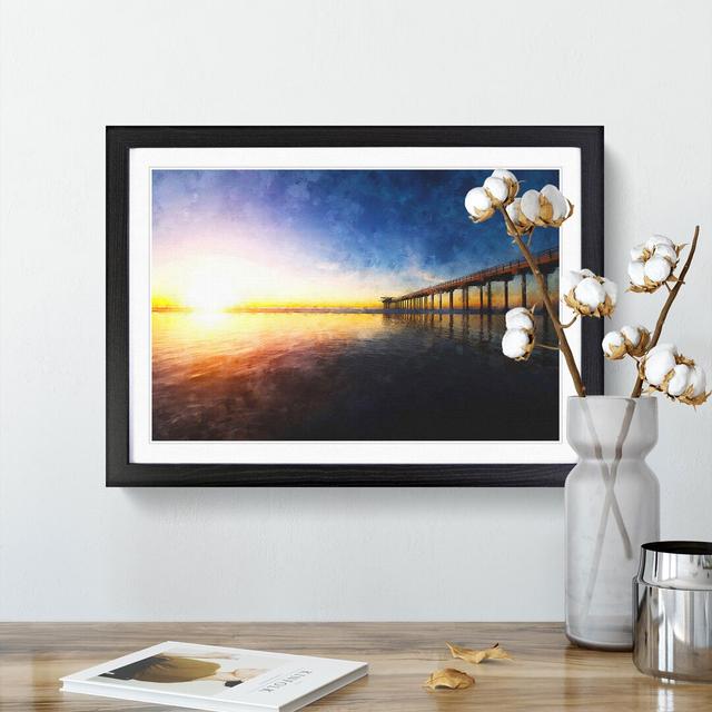 Pier in San Diego - Picture Frame Graphic Art Print East Urban Home Size: 62cm H x 87cm W x 2cm D, Format: Black on Productcaster.