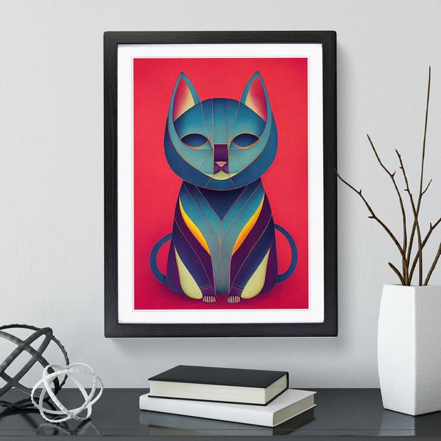 Modern Cat No.3 Abstract - Picture Frame Graphic Art Isabelle & Max Frame Colour: Black, Size: 64cm H x 46cm W x 2cm D on Productcaster.