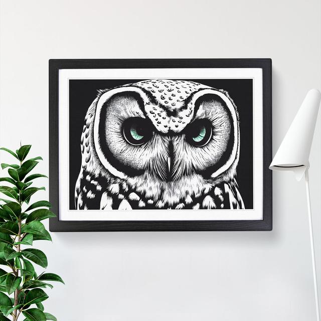 Welcoming Owl - Picture Frame Graphic Art Alpen Home Format: Black Framed, Size: 46cm H x 64cm W x 2cm D on Productcaster.