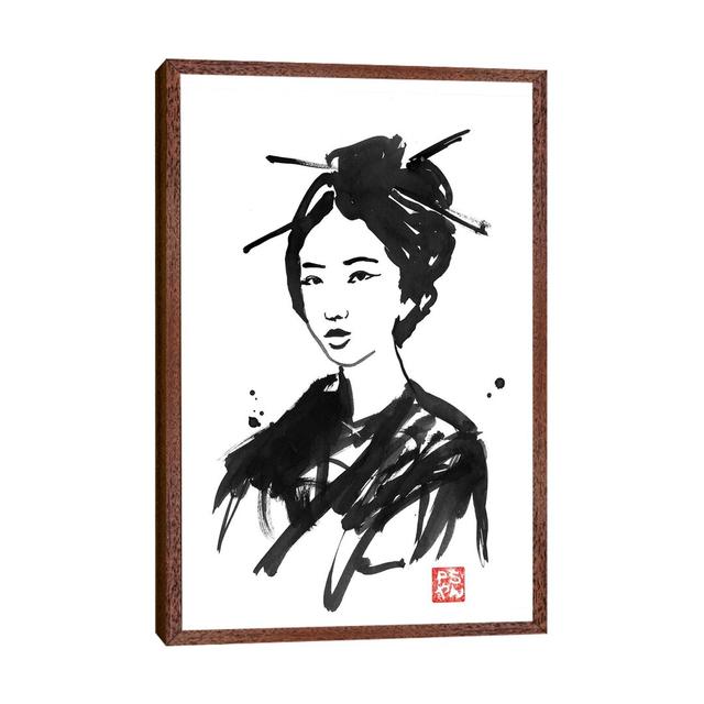 Geisha II by Péchane - Print on Canvas Bloomsbury Market Format: Classic Brown Wood Framed, Size: 66.04cm H x 45.72cm W x 3.81cm D on Productcaster.