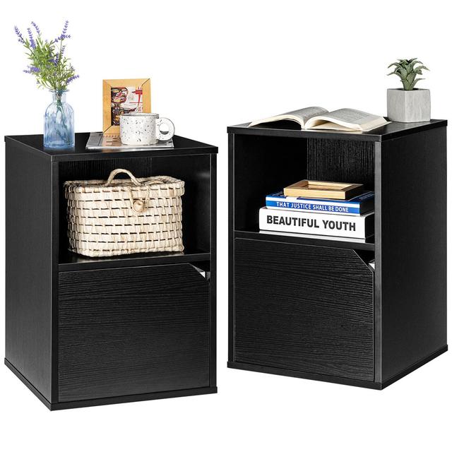 Set of 2 Bedside Tables Brayden Studio Colour: Black, Colour (Drawer): Black on Productcaster.