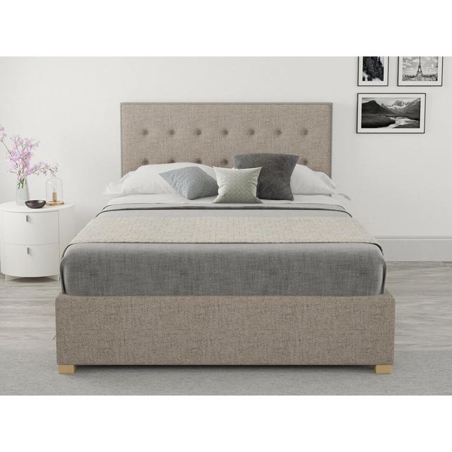 Abarca Upholstered Ottoman Bed Etta Avenue Size: Single (3'), Colour: Cream on Productcaster.