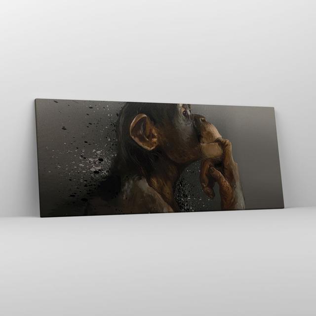 Chimpanzee Portrait - Wrapped Canvas Painting Ebern Designs Size: 50cm H x 120cm W x 1.8cm D on Productcaster.