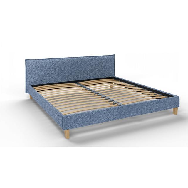 Poirier Upholstered Bed Frame with Mattress Ophelia & Co. Colour: Blue, Size: 200 x 200cm on Productcaster.