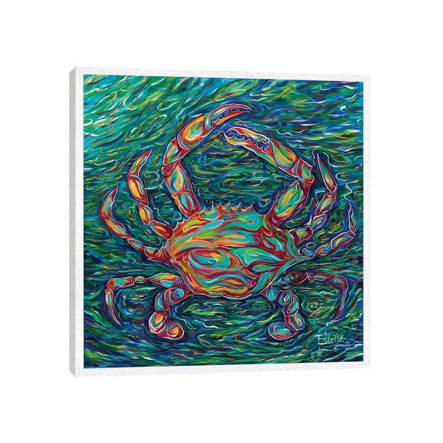 'Crab' Painting on Wrapped Canvas Longshore Tides Size: 45.72cm H x 45.72cm W x 3.81cm D, Format: White Floater Framed on Productcaster.