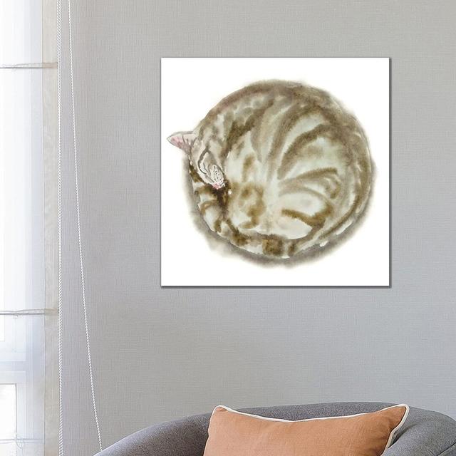 Sleeping Tabby Cat IV by Alexey Dmitrievich Shmyrov - Wrapped Canvas Print Rosalind Wheeler Size: 66.04cm H x 66.04cm W x 1.91cm D on Productcaster.