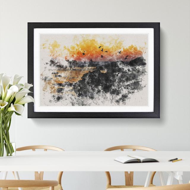 Sunset at the Beach in Spain - Picture Frame Painting East Urban Home Frame Option: Black Framed, Size: 65cm H x 90cm W x 2cm D on Productcaster.