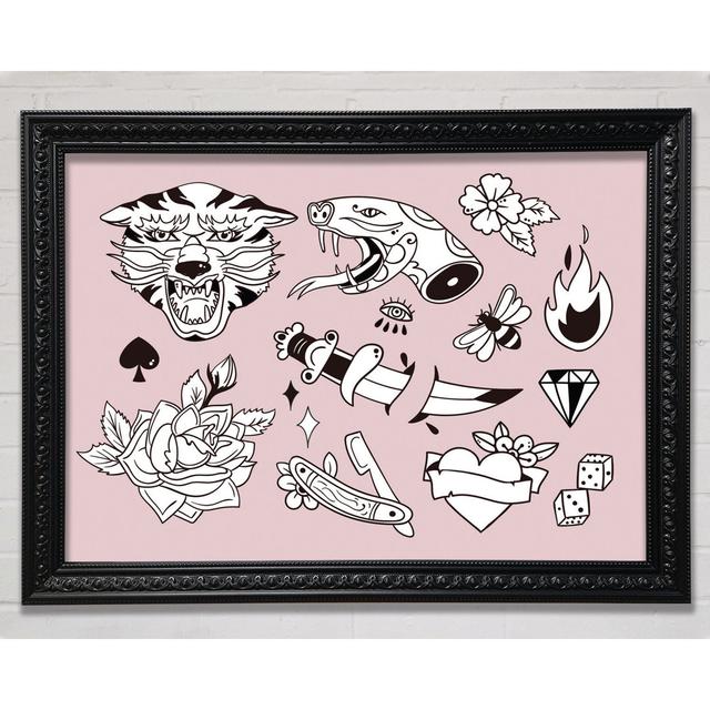 Tattoo Flash Design Dagger Framed Print Bright Star Size: 42cm H x 59.7cm W on Productcaster.