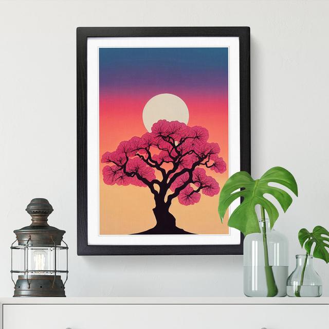 Peach Blossom Tree Silhouette - Single Picture Frame Graphic Art ClassicLiving Frame Option: Black, Size: 64cm H x 46cm W x 2cm D on Productcaster.