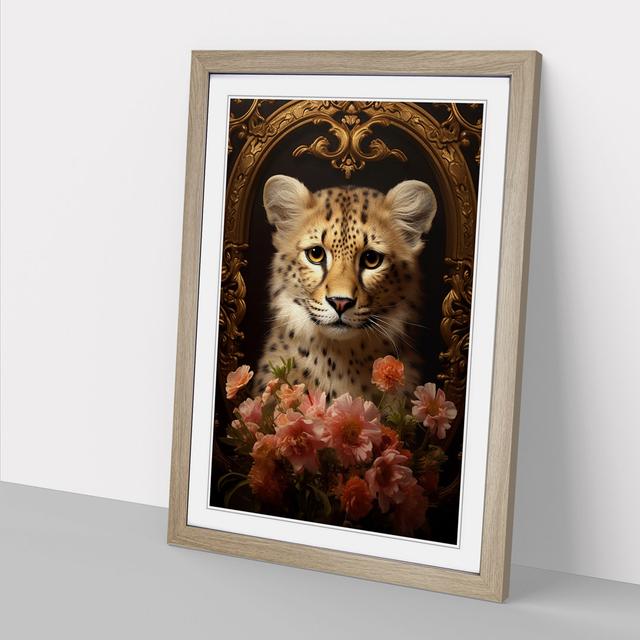 Cheetah Baroque No.3 - Single Picture Frame Art Prints on Wood Latitude Vive Format: Oak Framed, Size: 46cm H x 34cm W x 2cm D on Productcaster.