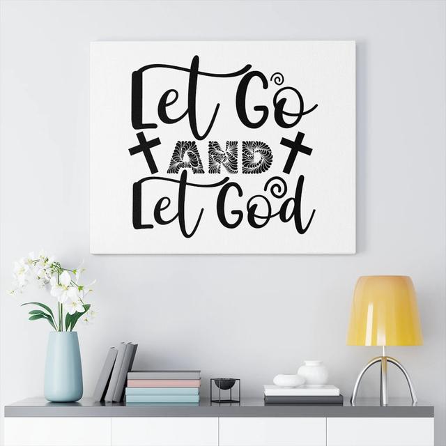 Let Go And Let God - Wrapped Canvas Print Blue Elephant Size: 61cm H x 76cm W on Productcaster.