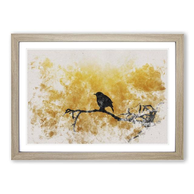 Bird at Sunset - Picture Frame Painting East Urban Home Size: 48cm H x 65cm W x 2cm D, Frame Option: Oak on Productcaster.