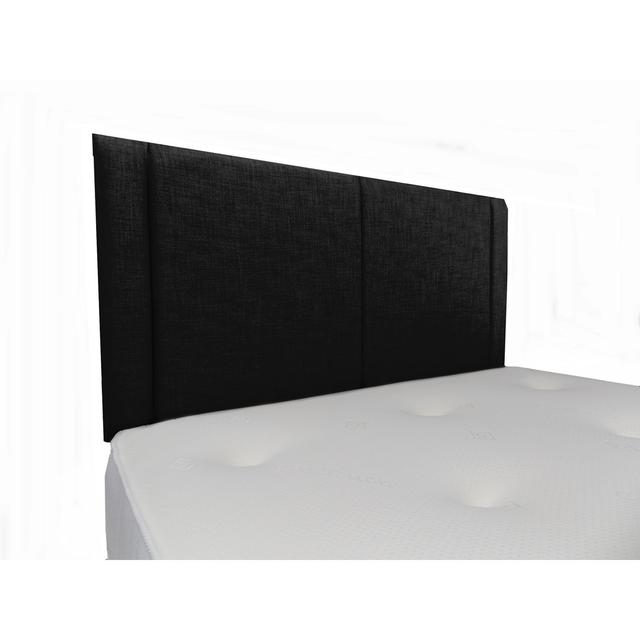 Edrina Upholstered Headboard Ebern Designs Upholstery: Plush Velvet, Colour: Black, Size: Single on Productcaster.