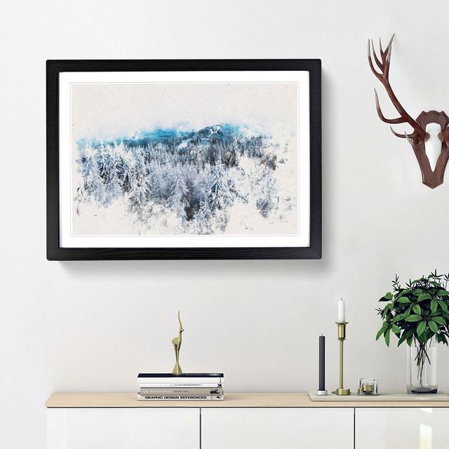 Winter Forest In Romania Watercolour - Picture Frame Graphic Art East Urban Home Size: 35cm H x 50cm W x 2cm D, Frame Option: Black on Productcaster.