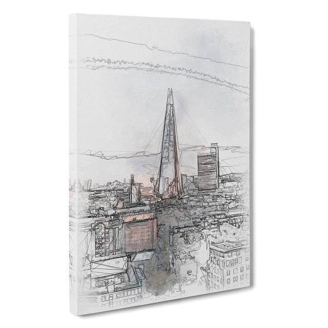 The Shard in London Vol.5 Sketch - Wrapped Canvas Graphic Art East Urban Home Size: 91cm H x 60cm W x 3cm D on Productcaster.