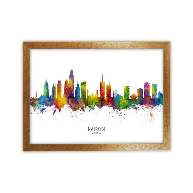 Nairobi Kenya Skyline by Michael Tompsett - Graphic Art Print on Canvas Latitude Run Size: 64cm H x 88cm W x 3cm D, Format: Brown Framed on Productcaster.