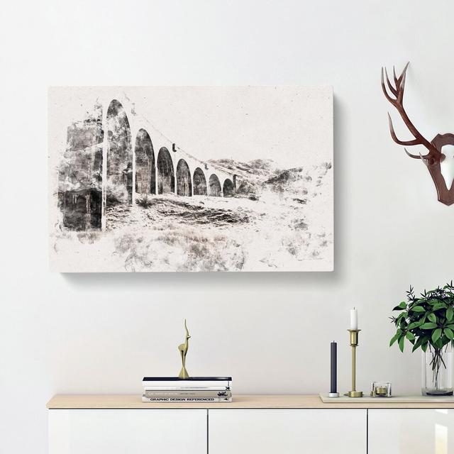 Glenfinnan Viaduct in Scotland - Wrapped Canvas Graphic Art Print East Urban Home Size: 60cm H x 91cm W x 3cm D on Productcaster.