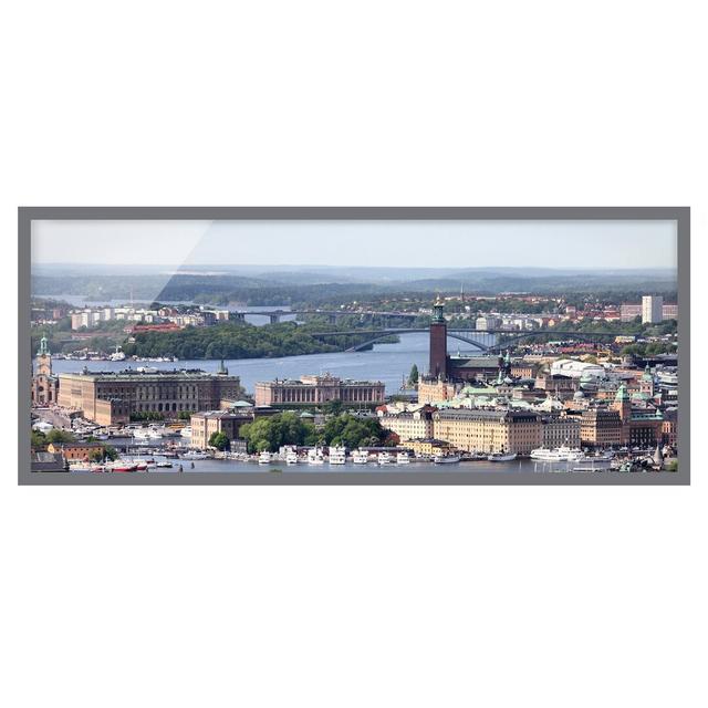 Stockholm City - Picture Frame Graphic Art Ebern Designs Size: 50cm H x 130cm W x 2cm D, Frame Option: Grey Framed on Productcaster.