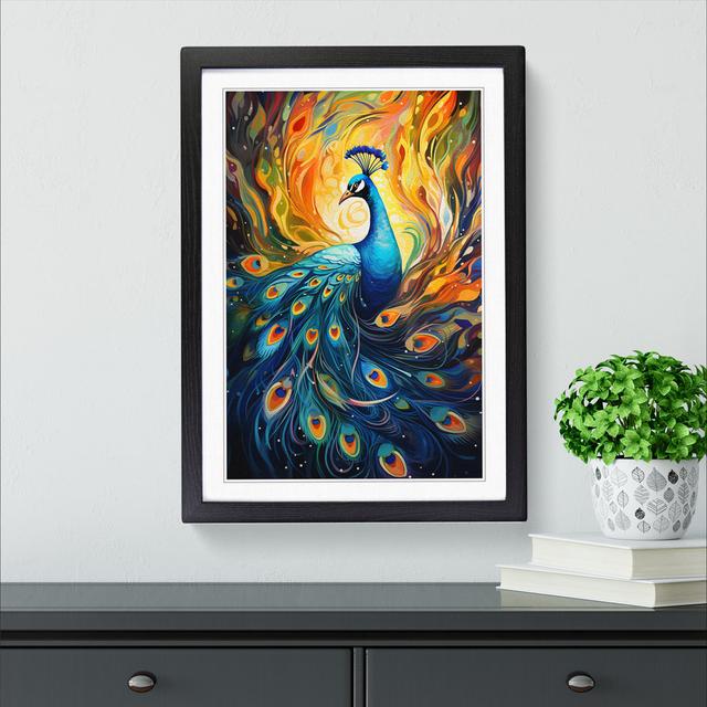 Peacock Futurism - Single Picture Frame Print on Wood Latitude Vive Format: Black Framed, Size: 34cm H x 25cm W x 2" D on Productcaster.