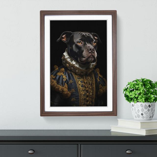 Staffordshire Bull Terrier Renaissance Happy Larry Size: 46cm H x 34cm W x 2cm D, Frame Colour: Walnut on Productcaster.