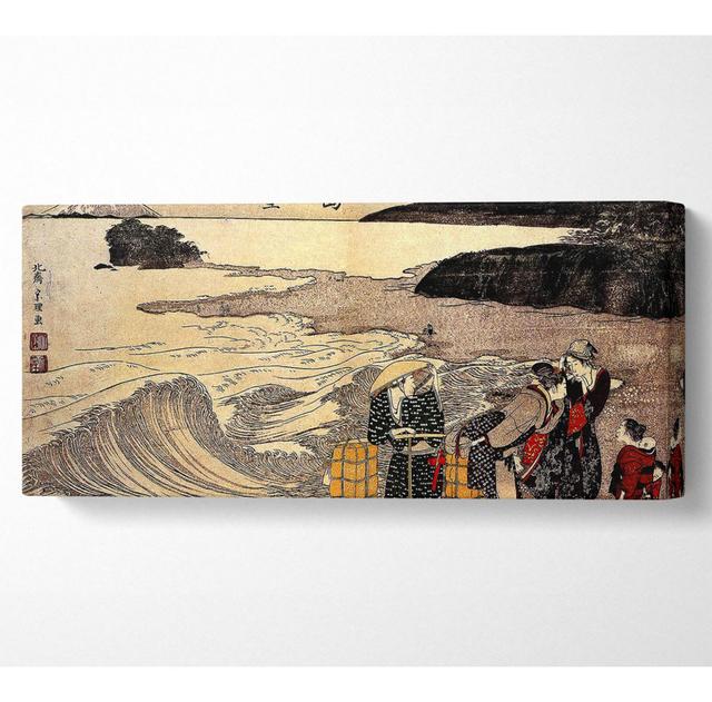 Hokusai Women on the Beach of Enoshima - Wrapped Canvas Art Prints Rosalind Wheeler Size: 71cm H x 162.5cm W on Productcaster.