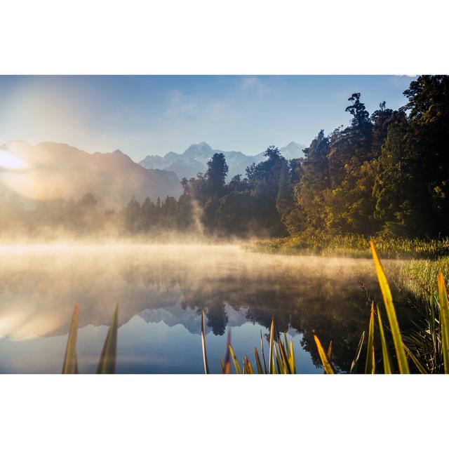 Lake Matheson Nature Panorama At Sunrise, New Zealand by Onfokus - No Frame Art Prints on Canvas Alpen Home Size: 20cm H x 30cm W on Productcaster.