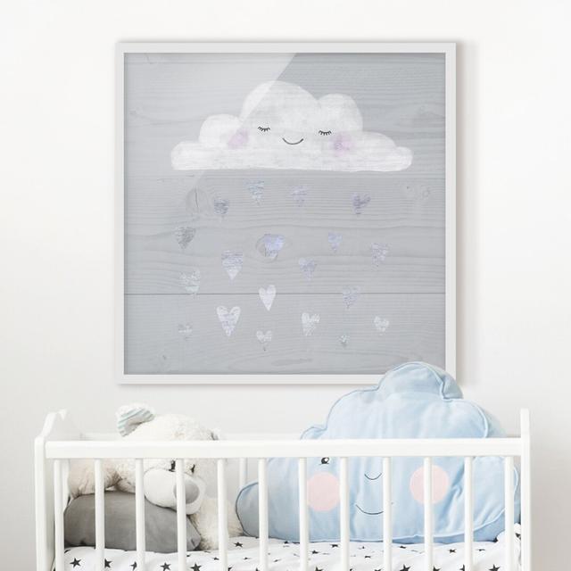 Cloud with Silver Hearts - Picture Frame Painting Zoomie Kids Frame Option: White Framed, Size: 70cm H x 70cm W x 2cm D on Productcaster.